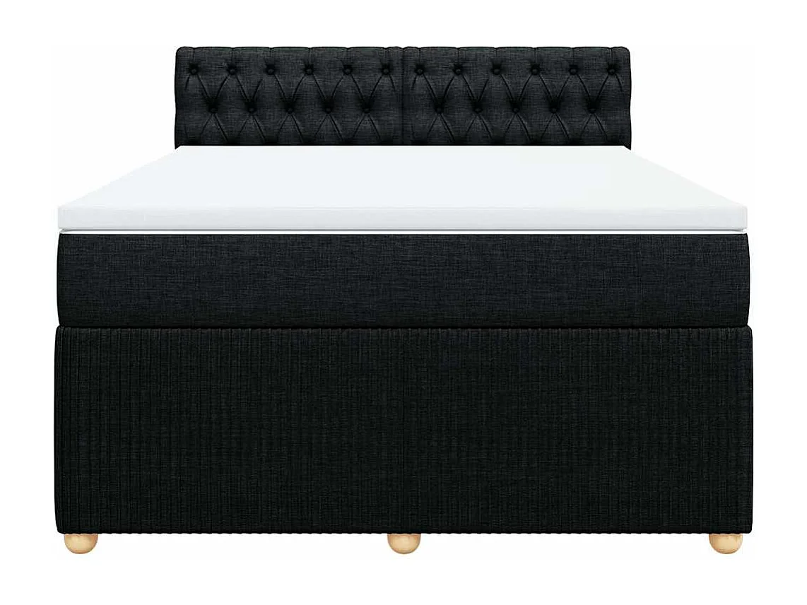 Sommier à lattes de lit avec matelas Noir 160x200 cm Tissu
