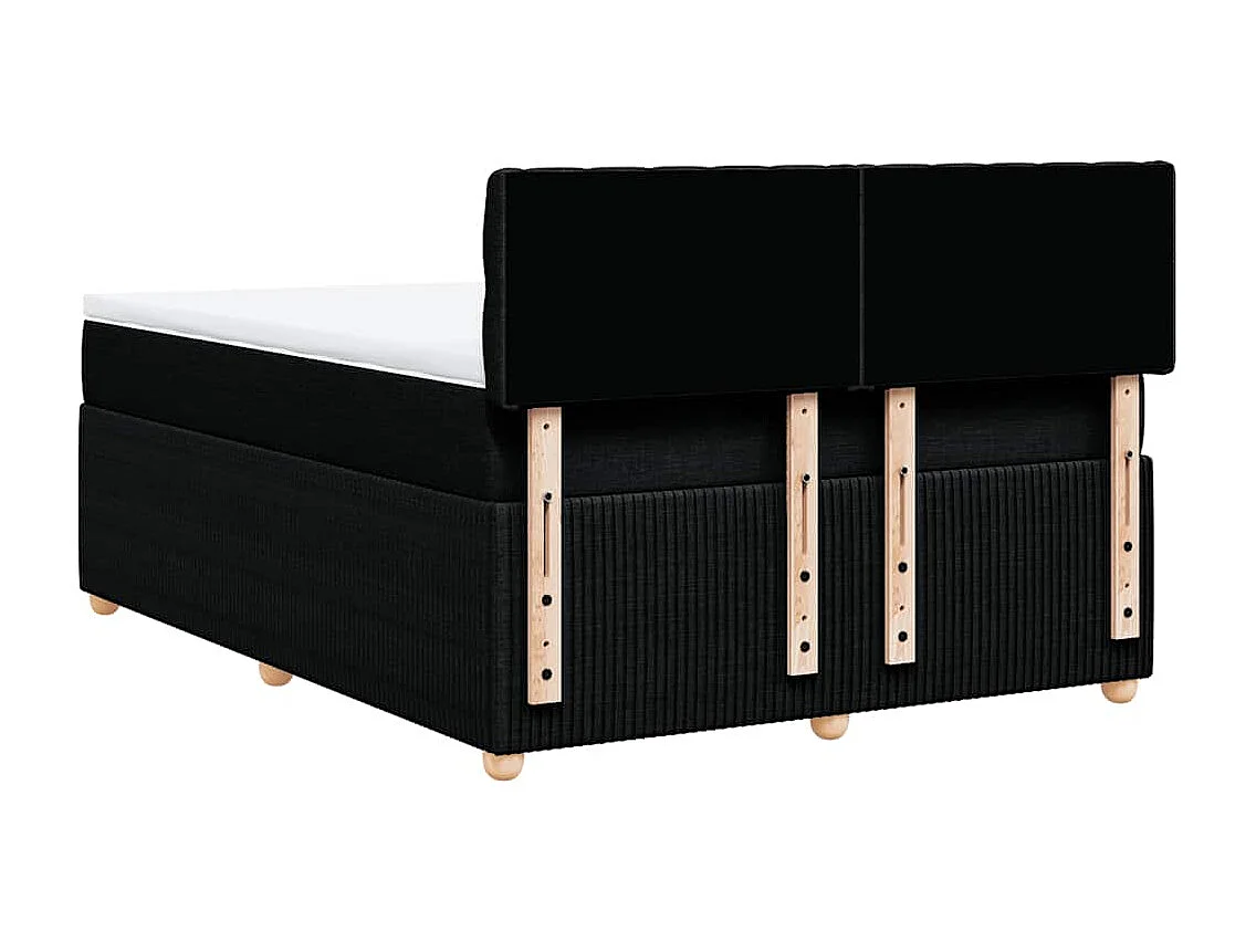Sommier à lattes de lit avec matelas Noir 160x200 cm Tissu