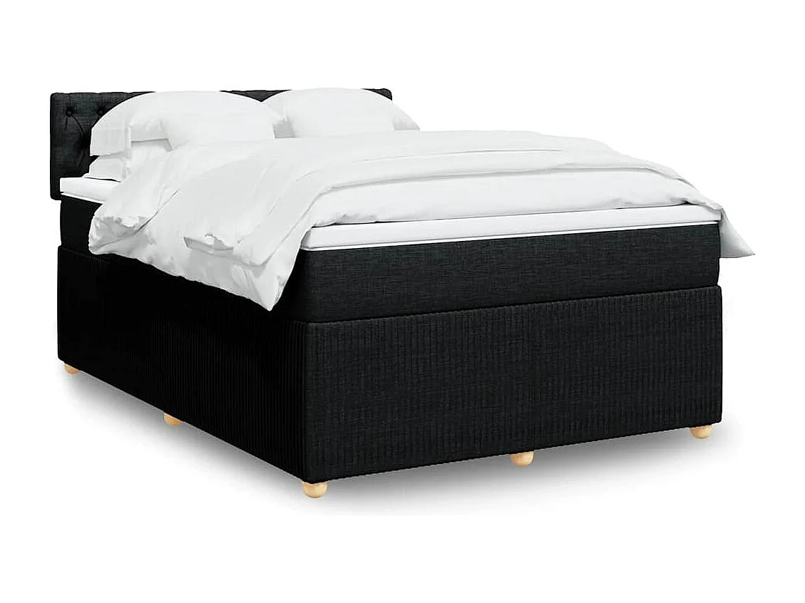 Sommier à lattes de lit avec matelas Noir 160x200 cm Tissu