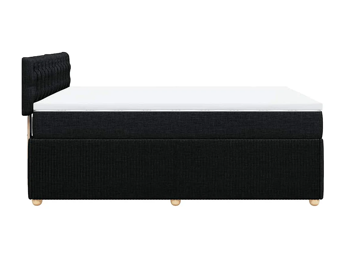 Sommier à lattes de lit avec matelas Noir 160x200 cm Tissu