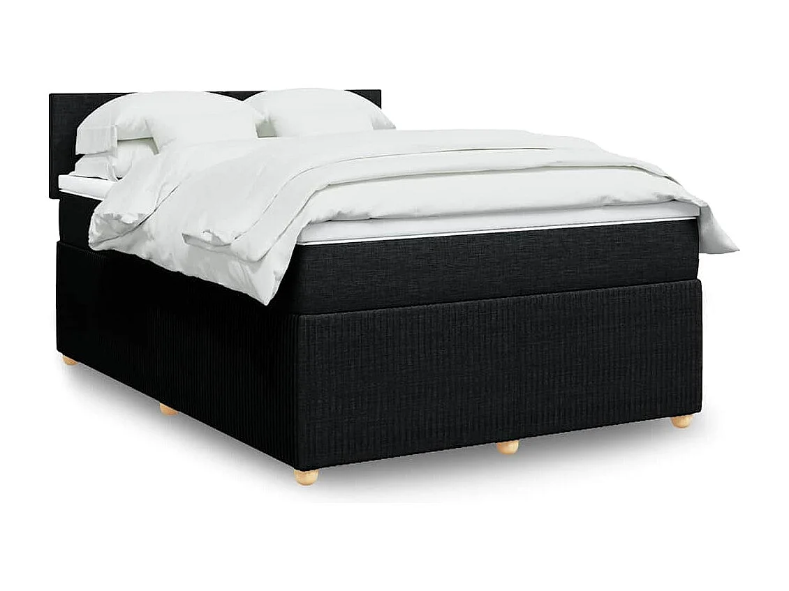 Sommier à lattes de lit avec matelas Noir 160x200 cm Tissu
