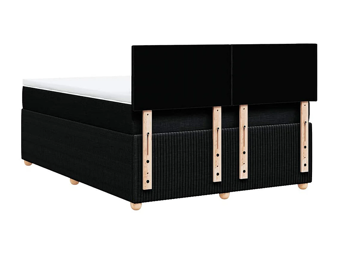 Sommier à lattes de lit avec matelas Noir 160x200 cm Tissu