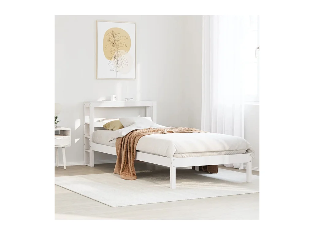 Cadre de lit sans matelas blanc 90x190 cm bois de pin massif
