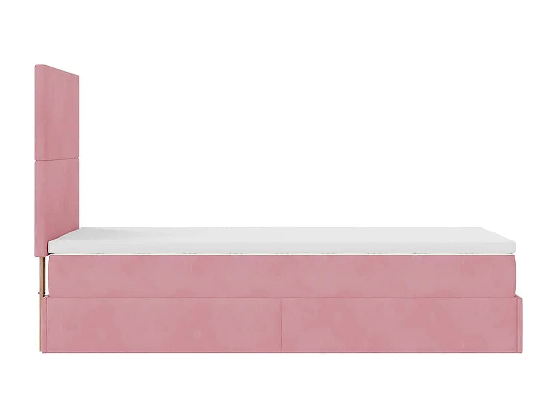 Ottoman bed met matrassen 100x200cm fluweel roze