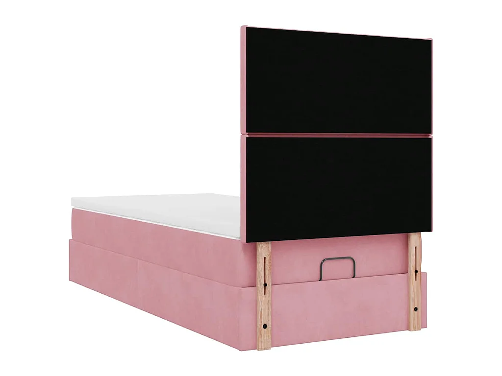 Ottoman bed met matrassen 100x200cm fluweel roze
