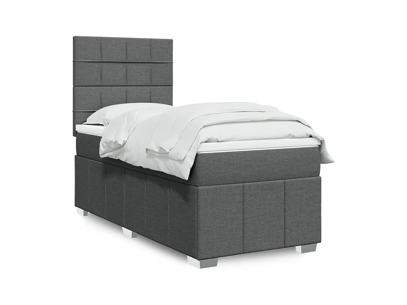 Boxspringbett mit Matratze Dunkelgrau 90x200 cm Stoff