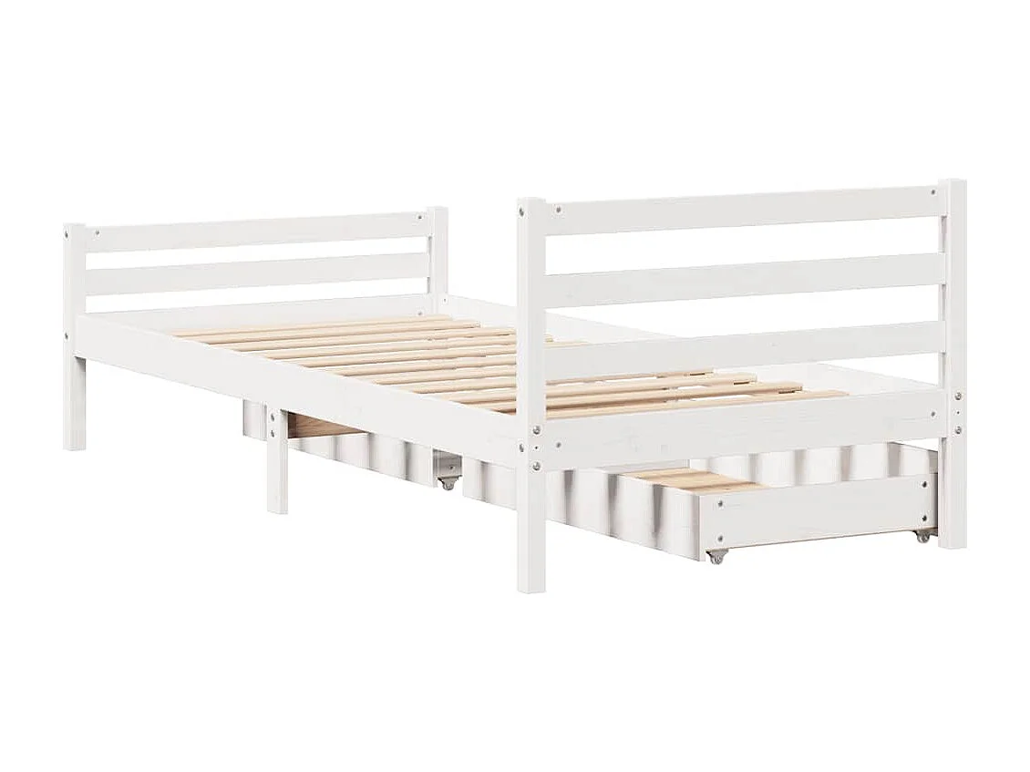 Cadre de lit sans matelas blanc 100x200 cm bois de pin massif