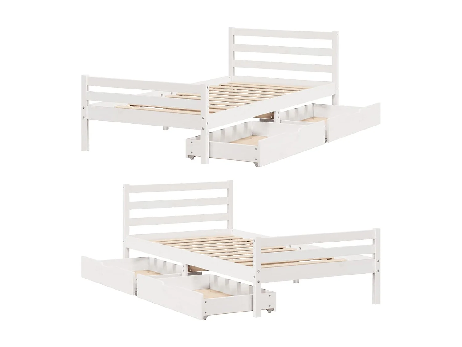Cadre de lit sans matelas blanc 100x200 cm bois de pin massif
