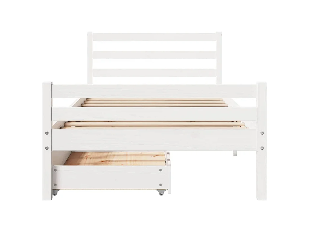 Giroletto senza Materasso Bianco 100x200 cm Legno Massello Pino
