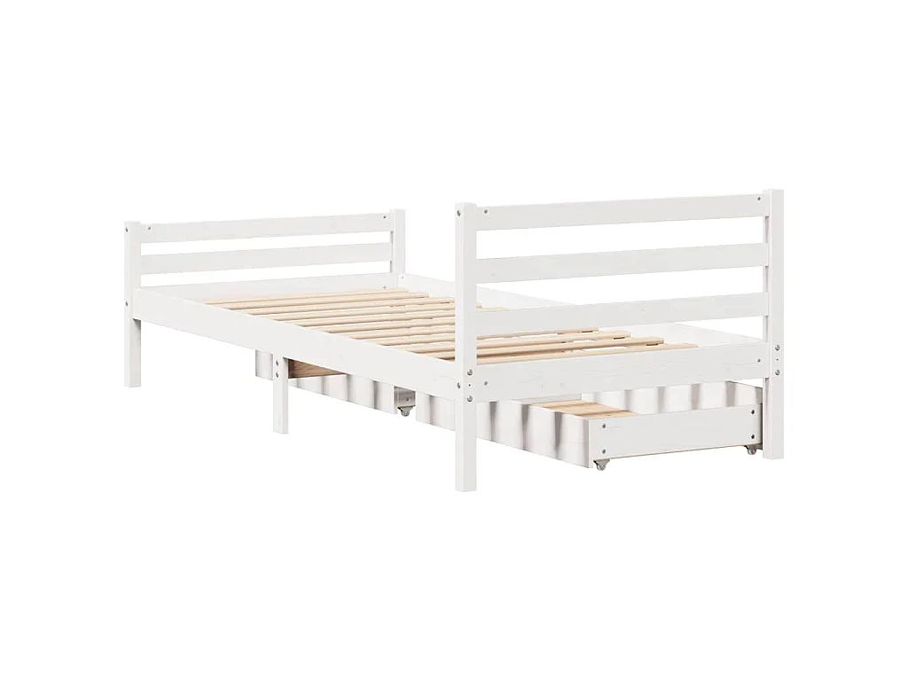 Giroletto senza Materasso Bianco 100x200 cm Legno Massello Pino