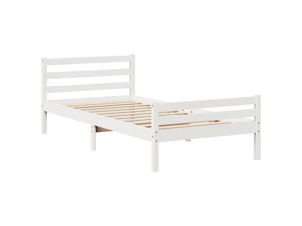 Giroletto senza Materasso Bianco 100x200 cm Legno Massello Pino