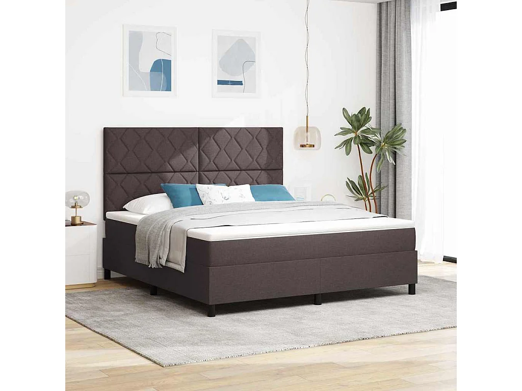 Cama Box com colchão Marrom Escuro 180 x 200 cm tecido