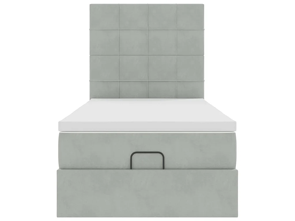 Ottoman-Bett mit Matratzen & LEDs Hellgrau 90x190 cm Samt