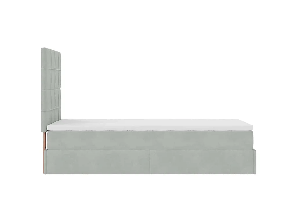 Ottoman-Bett mit Matratzen & LEDs Hellgrau 90x190 cm Samt