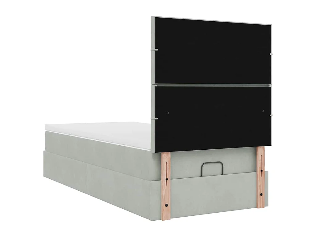 Ottoman-Bett mit Matratzen & LEDs Hellgrau 90x190 cm Samt