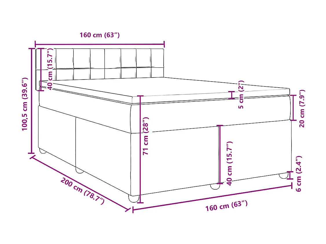 Boxspringbett mit Matratze Schwarz 160x200 cm Stoff