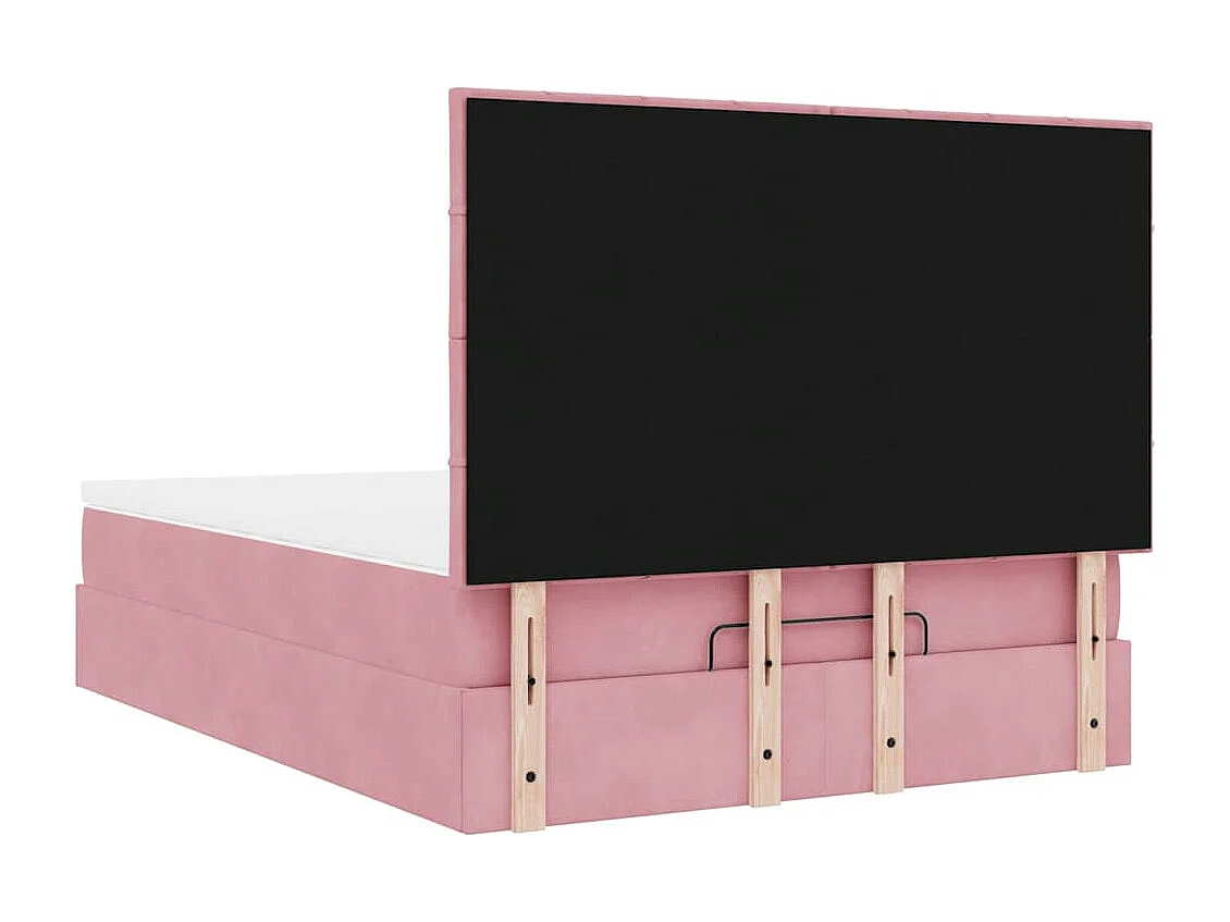 Struttura Letto Pouf con Materassi Rosa 140x200 cm in Velluto