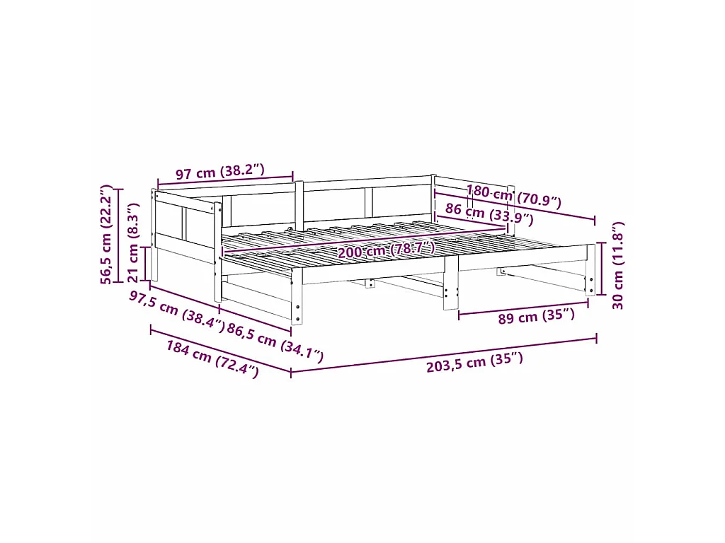 Cama abatible de día Marrón 203,5 x 184 x 56,5 cm