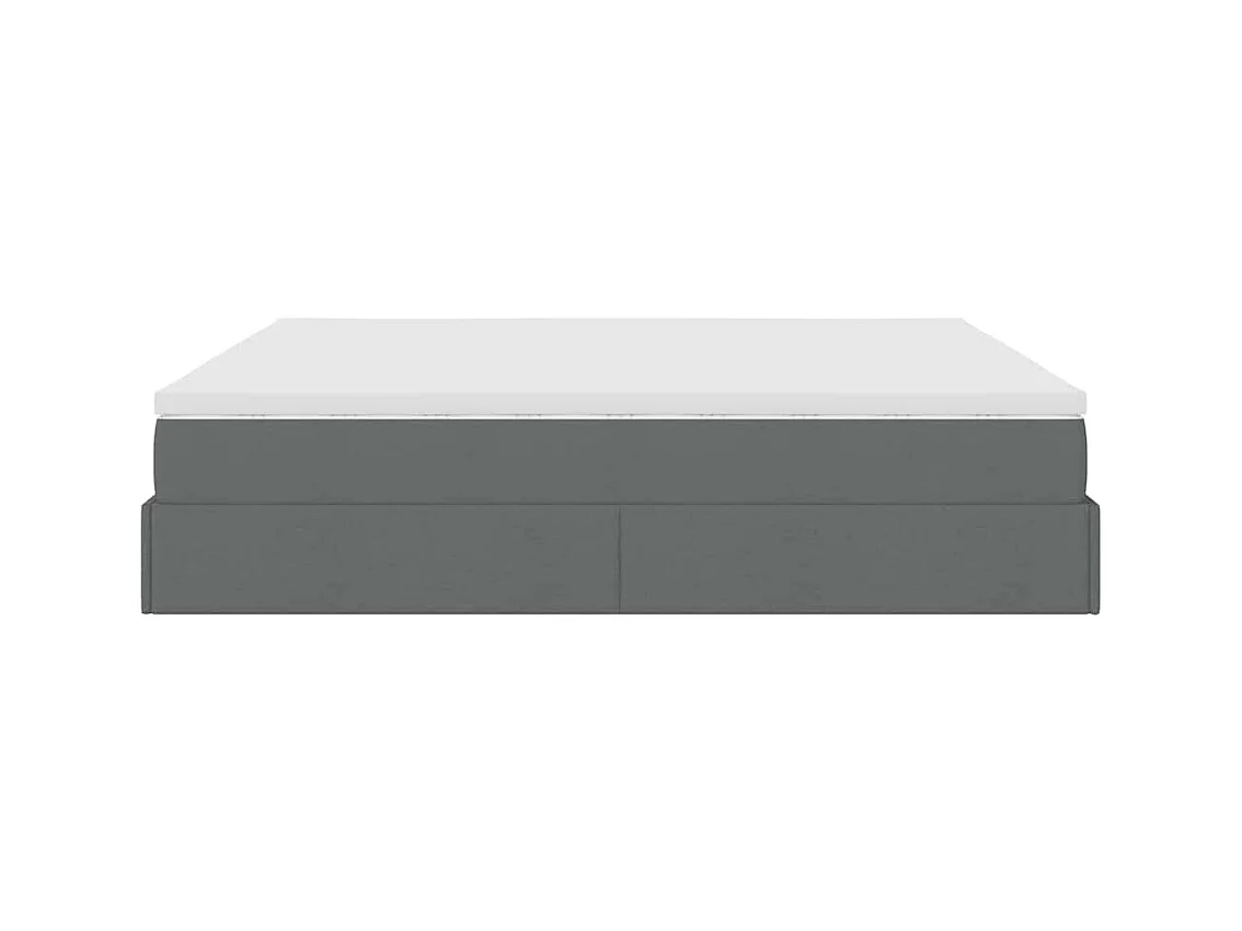 Cadre de lit ottoman avec matelas gris foncé 160x200cm tissu
