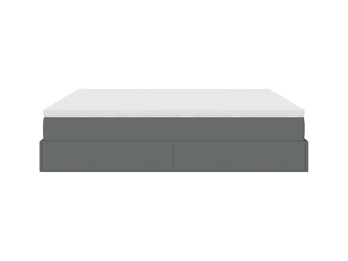 Cadre de lit ottoman avec matelas gris foncé 160x200cm tissu