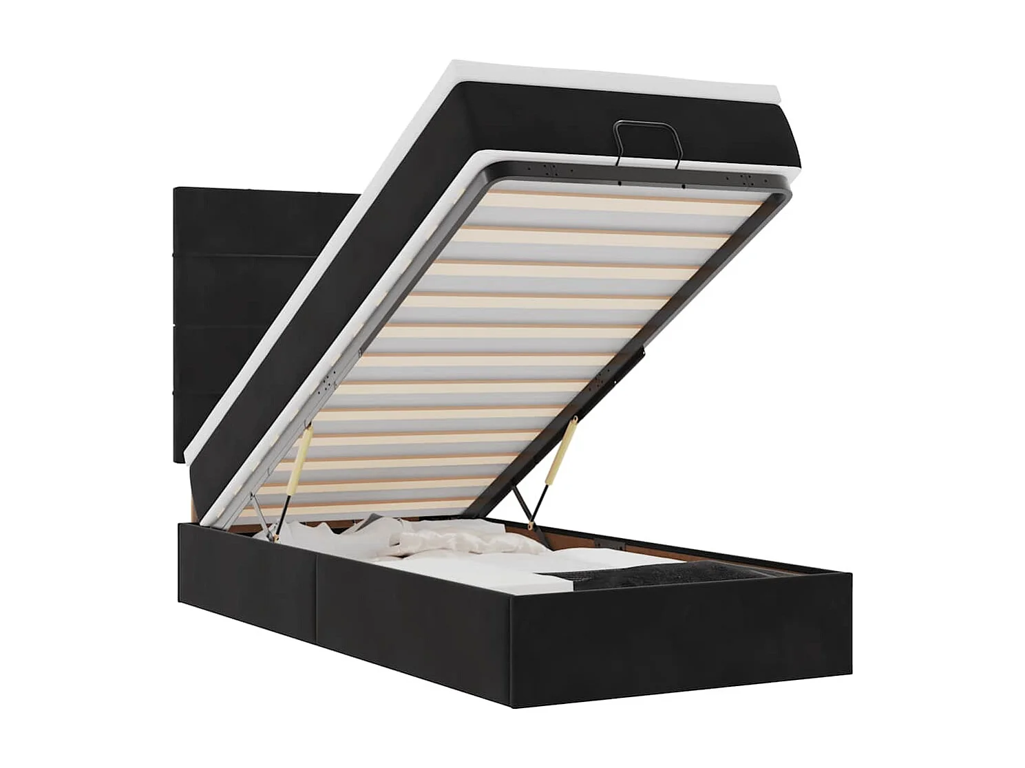 Ottoman bed met matrassen 100x200cm fluweel zwart