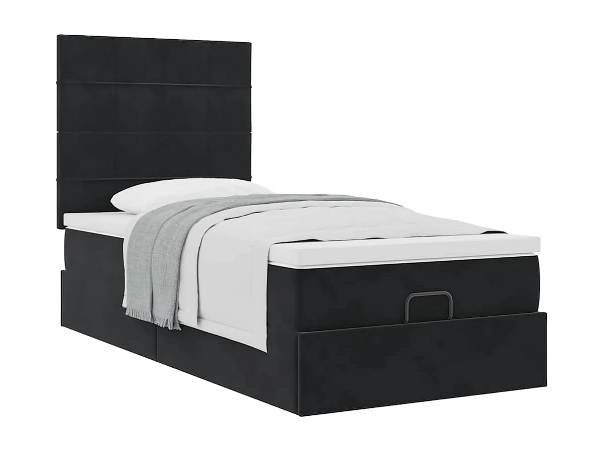 Ottoman bed met matrassen 100x200cm fluweel zwart
