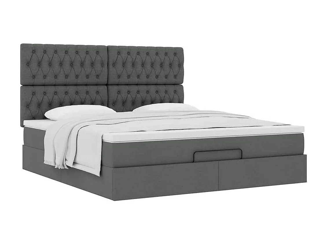 Ottoman-Bett mit Matratze Dunkelgrau 180x200 cm Stoff