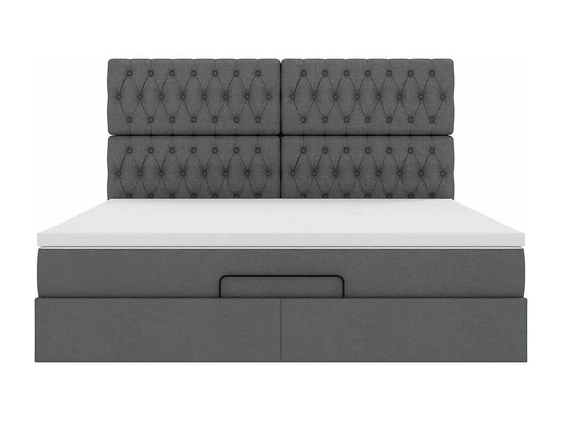 Ottoman-Bett mit Matratze Dunkelgrau 180x200 cm Stoff