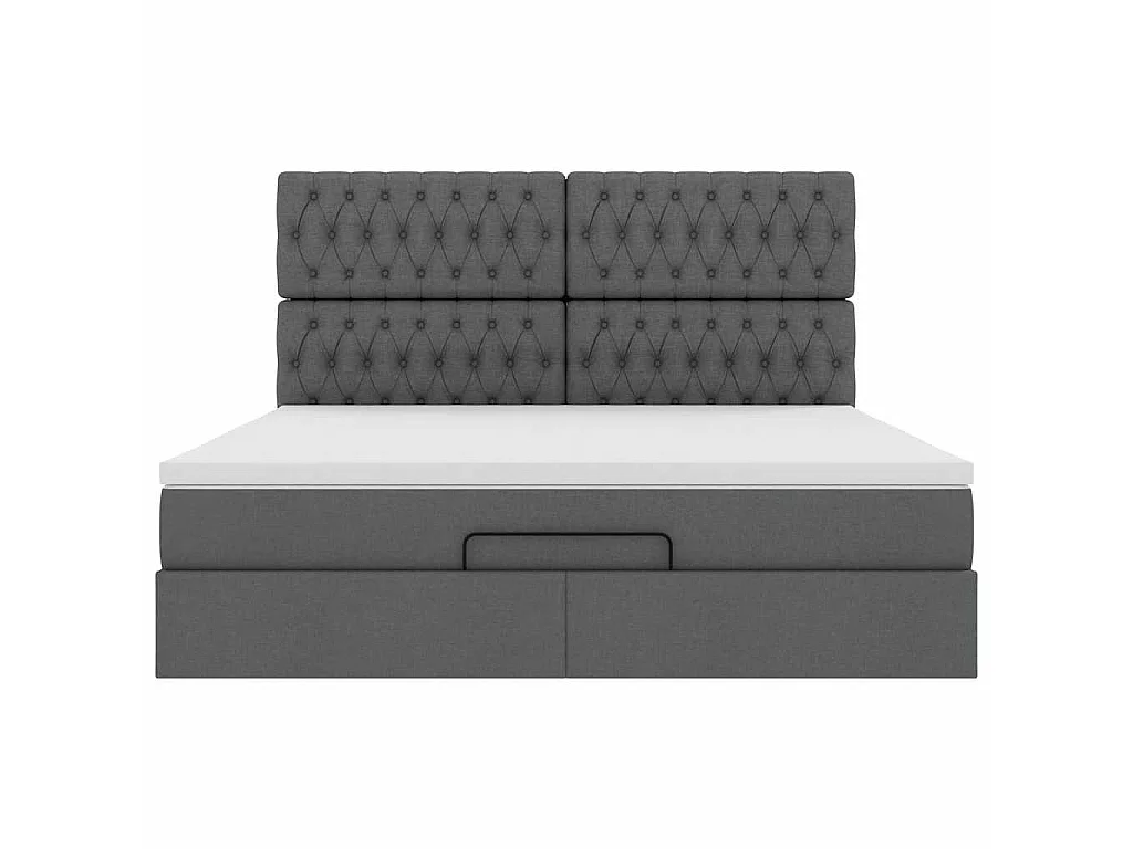 Ottoman-Bett mit Matratze Dunkelgrau 180x200 cm Stoff