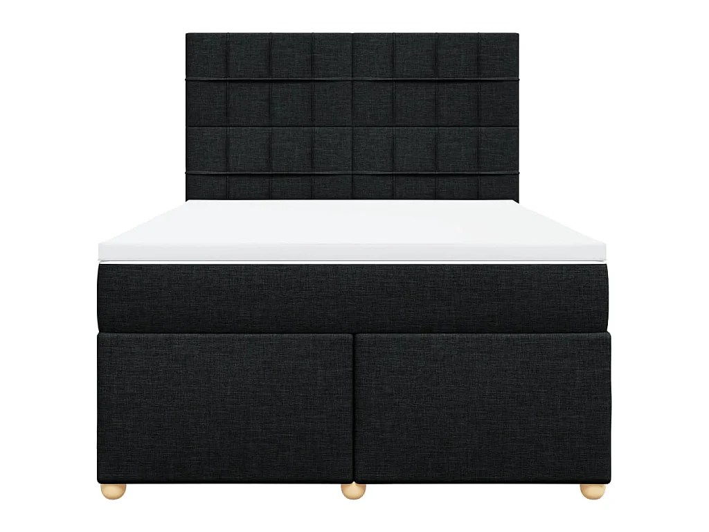 Giroletto a Molle con Materasso Nero 160x200 cm in Tessuto