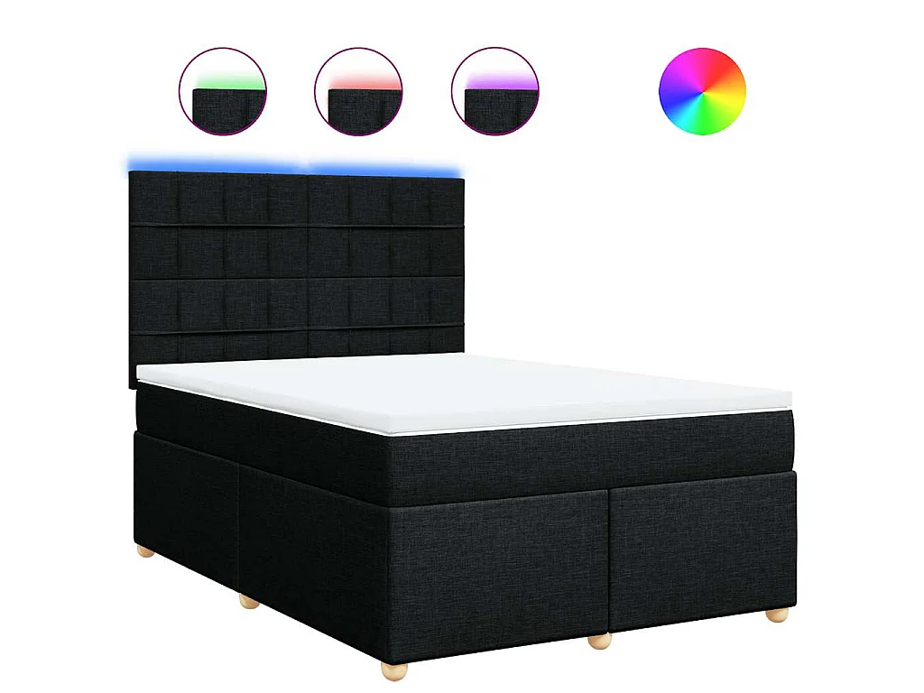 Boxspring met matras stof zwart 160x200 cm