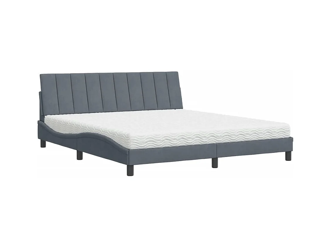 Letto con Materasso Grigio Scuro 180x200 cm in Velluto