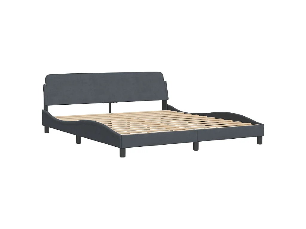 Cama com colchão Hanko 180x200 cm veludo cinzento-escuro
