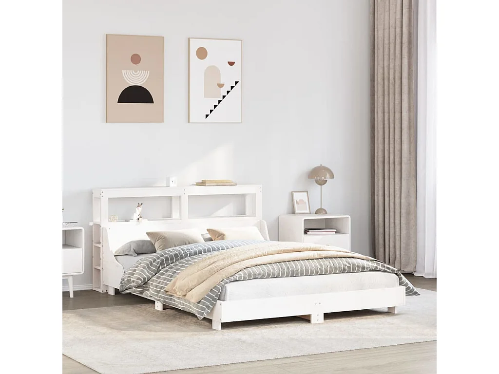 Estructura de cama sin colchón madera maciza de pino 160x200 cm