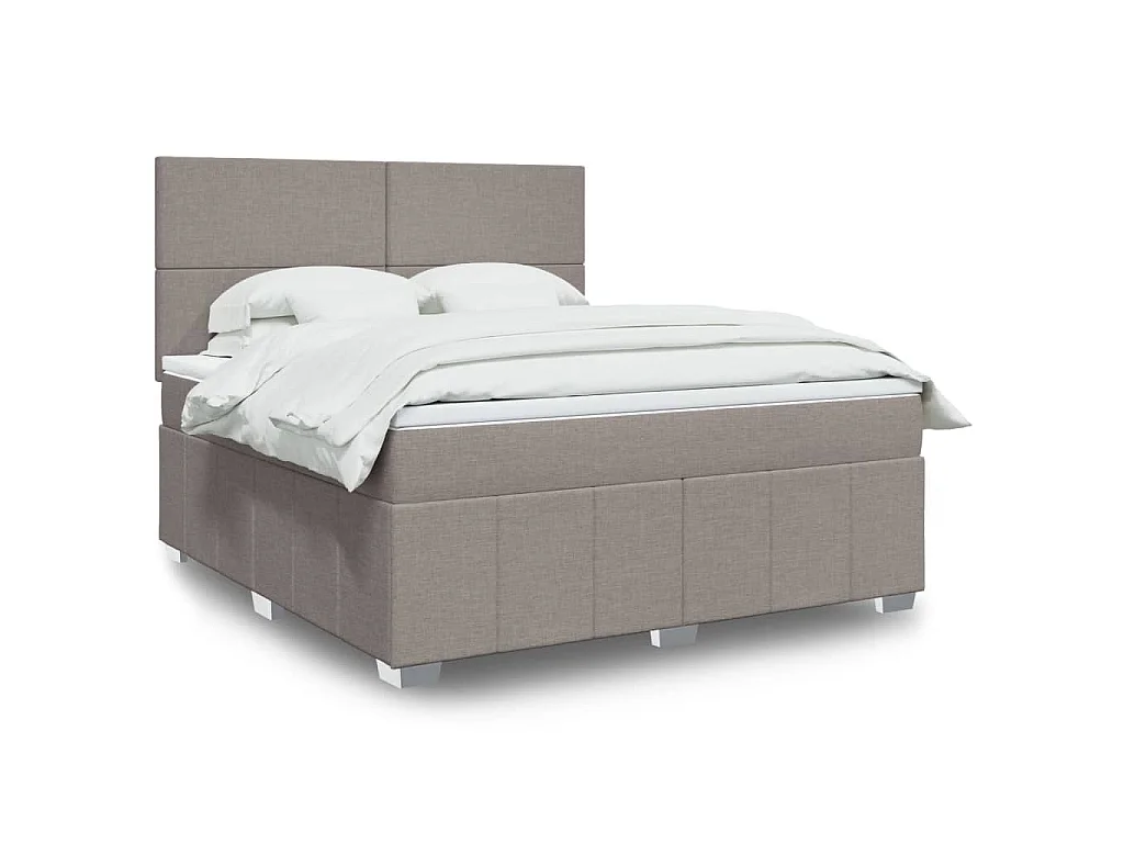 Boxspring met matras stof taupe 180x200 cm