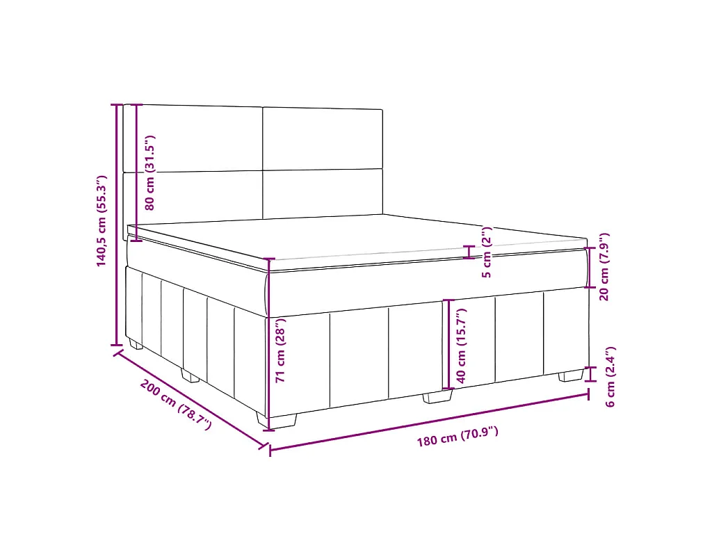 Boxspring met matras stof taupe 180x200 cm