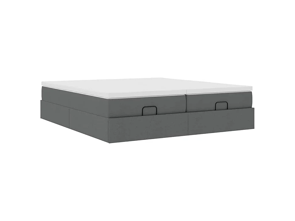 Ottoman-Bett mit Matratzen Dunkelgrau 160x200 cm Stoff
