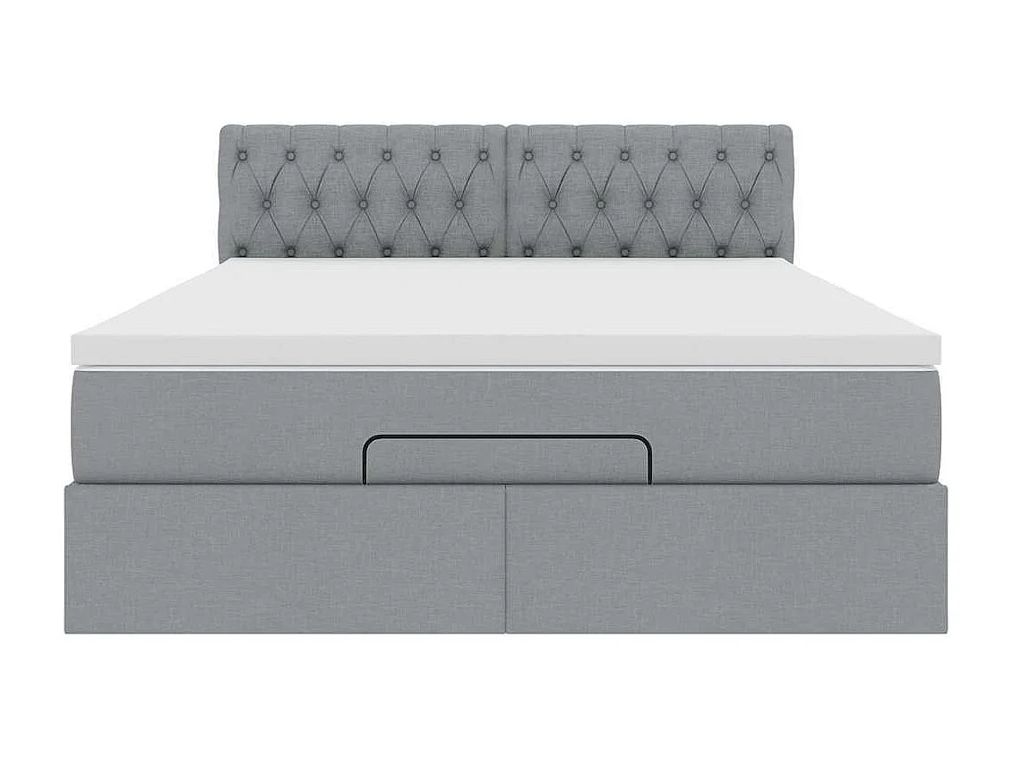 Lit ottoman avec matelas et LED gris clair 140x190 cm tissu