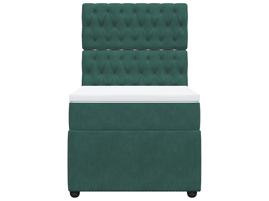 Cama box spring con colchón terciopelo verde oscuro 90x190 cm