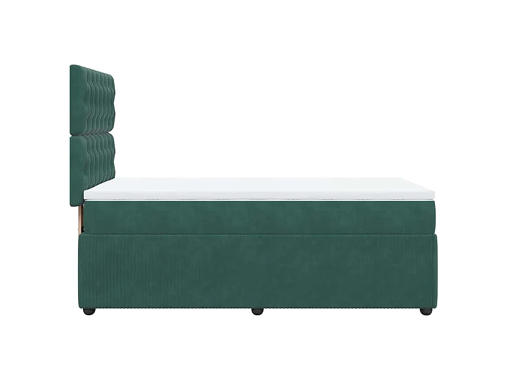 Cama box spring con colchón terciopelo verde oscuro 90x190 cm