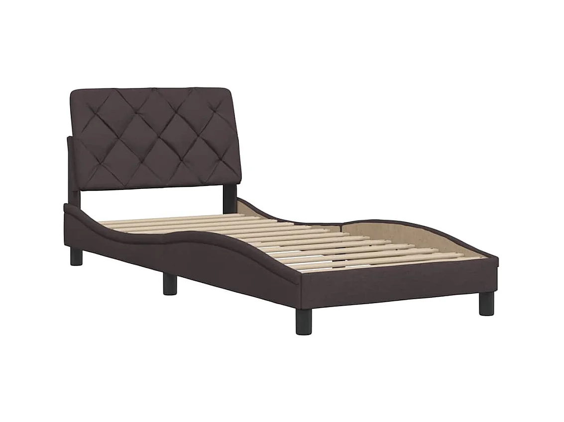 Cadre de lit sans matelas marron foncé 90x200 cm tissu