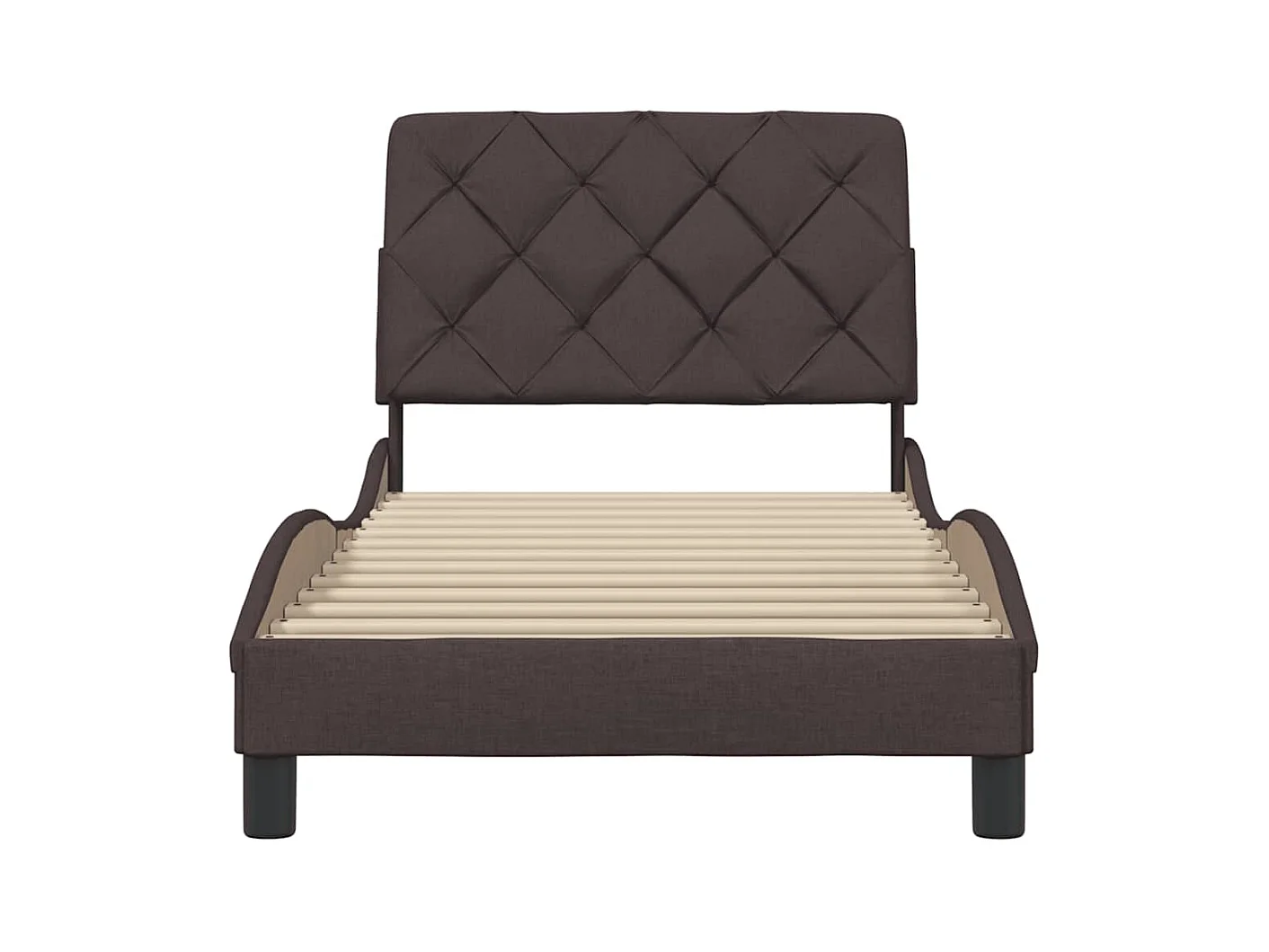 Cadre de lit sans matelas marron foncé 90x200 cm tissu