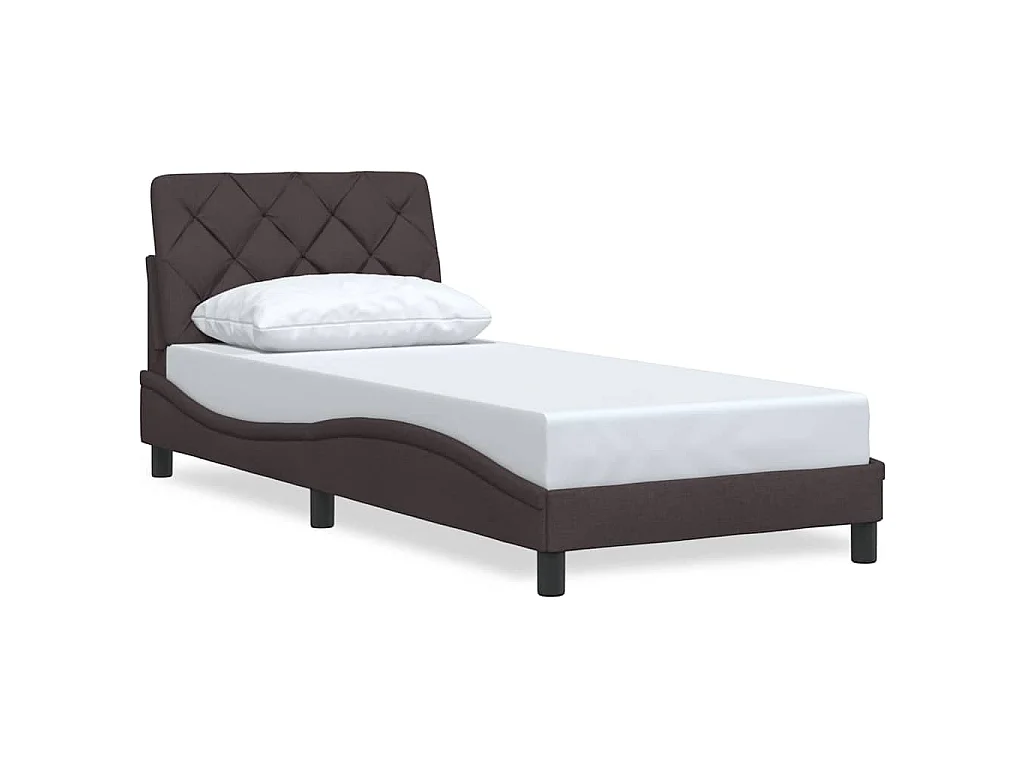 Estrutura de cama sem colchão 90x200 cm tecido castanho-escuro