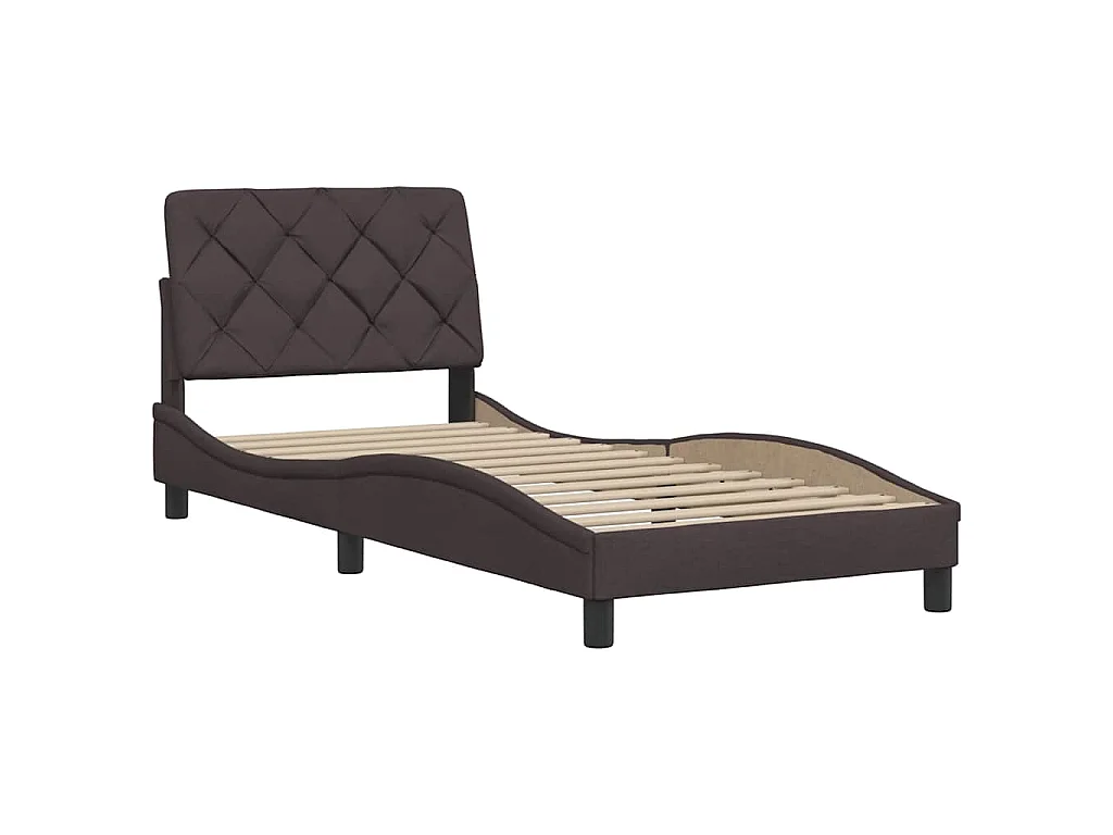Estrutura de cama sem colchão 90x200 cm tecido castanho-escuro