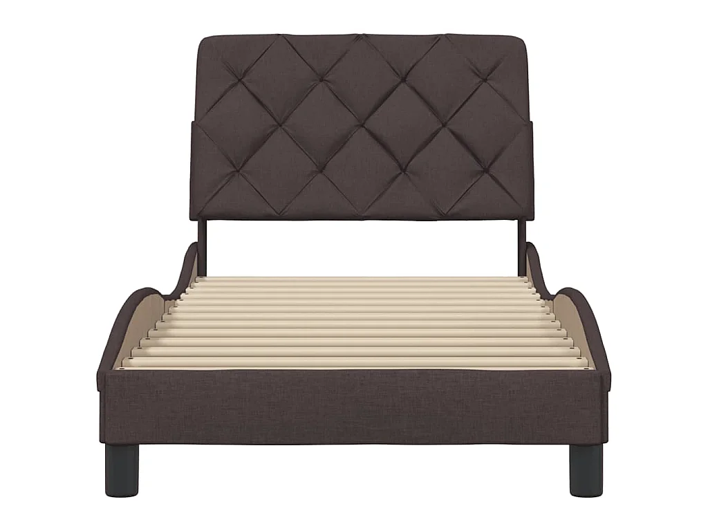 Estrutura de cama sem colchão 90x200 cm tecido castanho-escuro