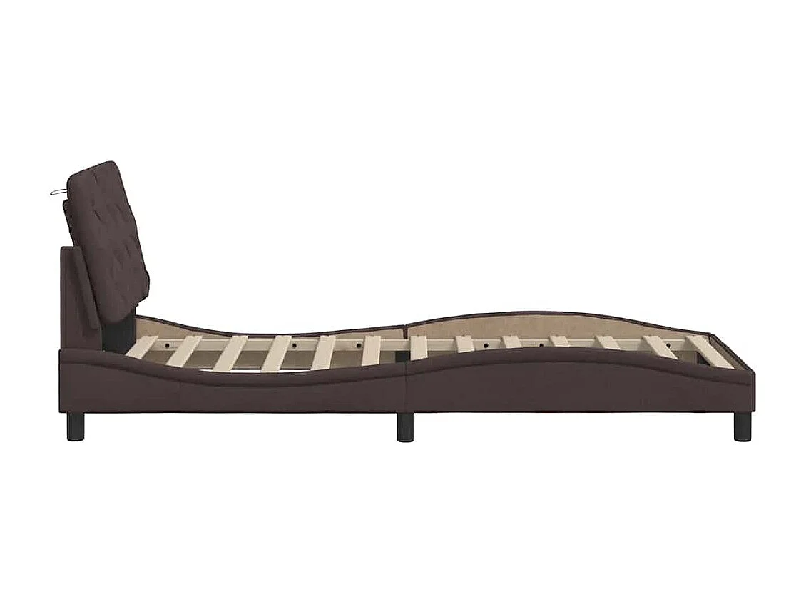 Estrutura de cama sem colchão 90x200 cm tecido castanho-escuro
