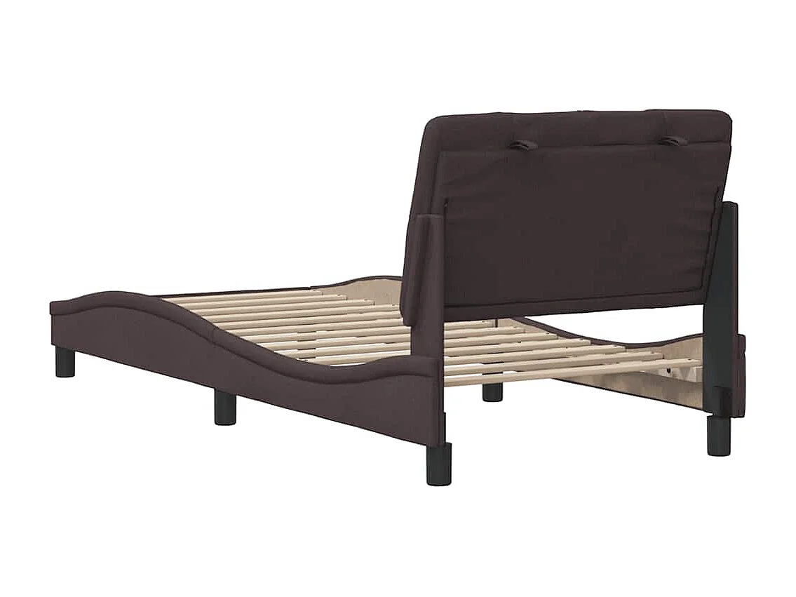 Estrutura de cama sem colchão 90x200 cm tecido castanho-escuro