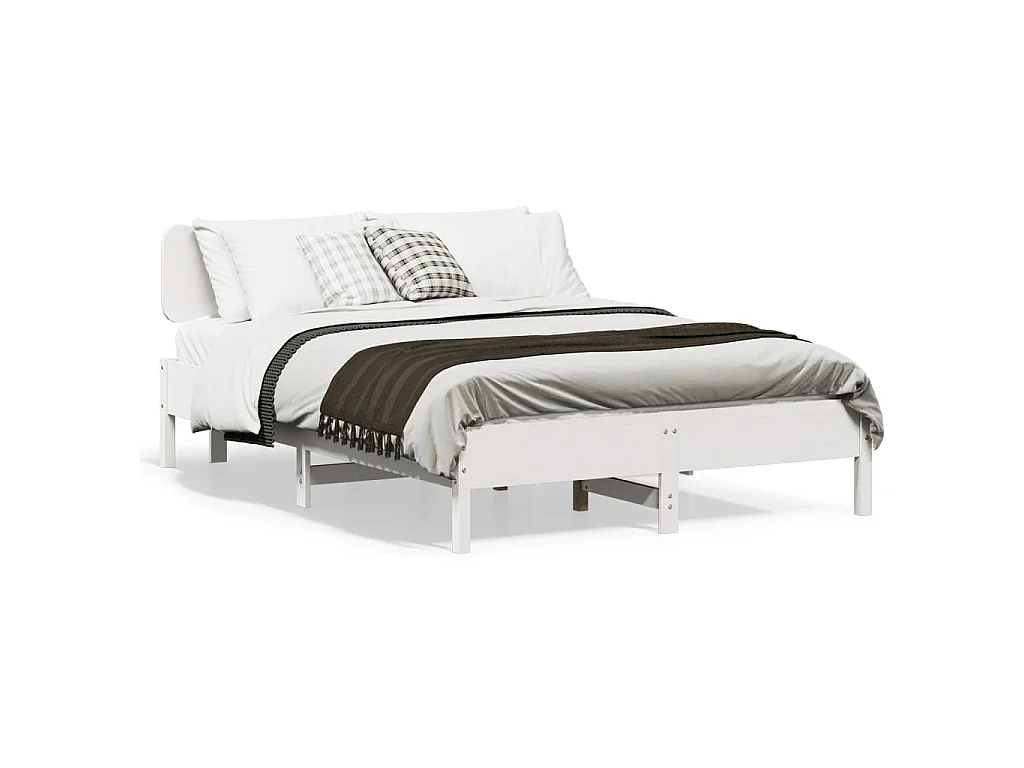Bedframe zonder matras massief grenenhout wit 140x200 cm