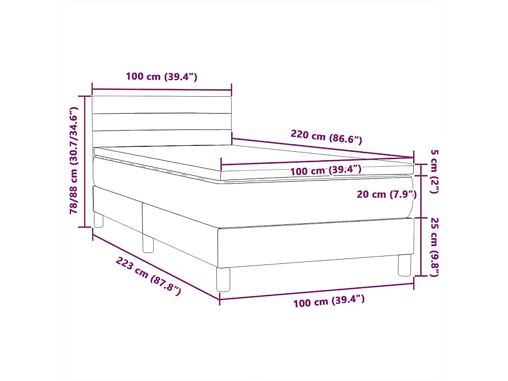 Boxspring met matras fluweel roze 100x220 cm