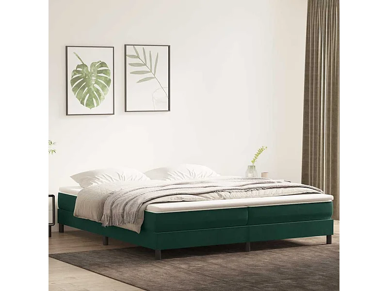 Cama com molas/colchão 180x220 cm veludo verde-escuro